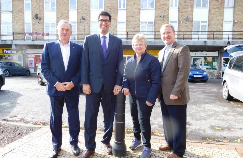 Ranil Jayawardena, MP with Hook Cllrs Mike Morris and Brian Burchfield, and Chairman of Hook Parish Council, Cllr Jane Worlock